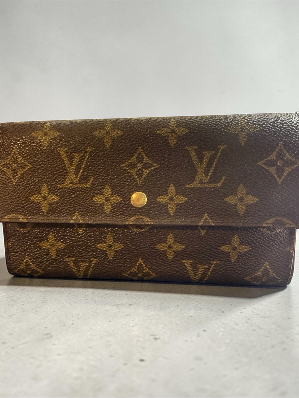 Louis Vuitton Monogram Canvas International Wallet in Brown & Gold